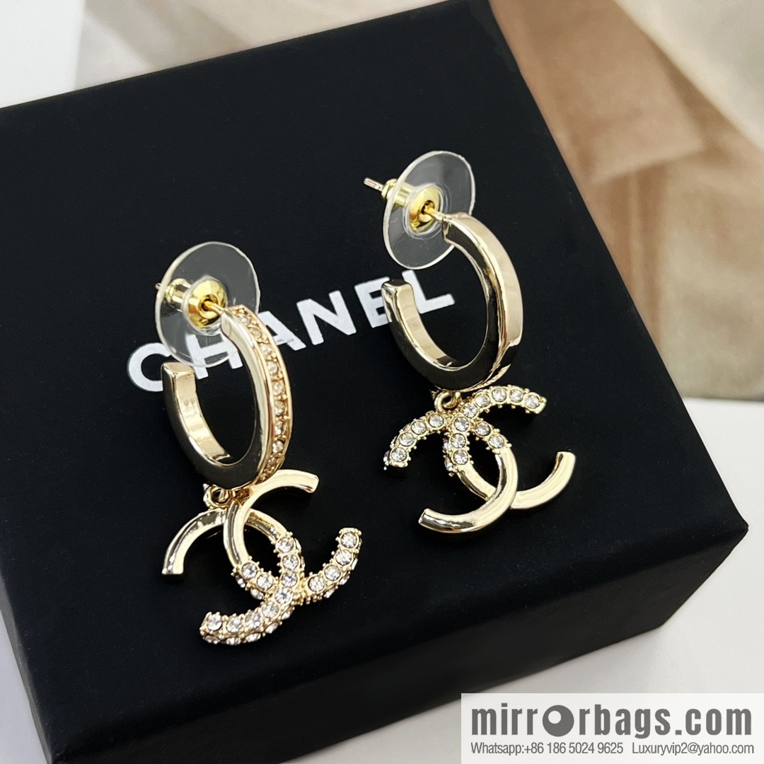 New ☑️ Chanel c2 double c half diamond stud earrings