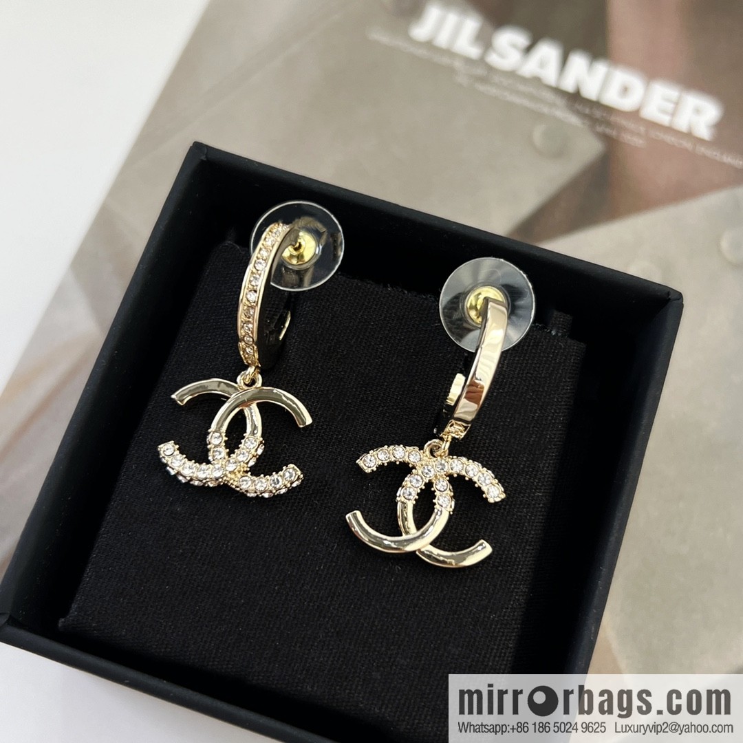 New ☑️ Chanel c2 double c half diamond stud earrings