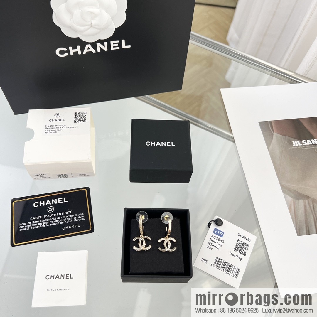 New ☑️ Chanel c2 double c half diamond stud earrings