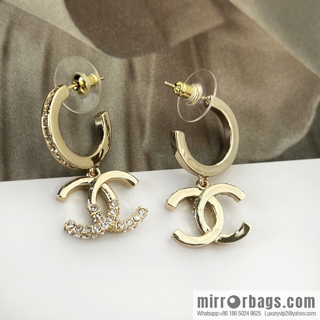 New ☑️ Chanel c2 double c half diamond stud earrings