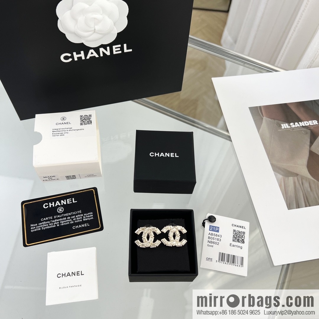 New ☑️ Chanel c1 double c full diamond stud earrings