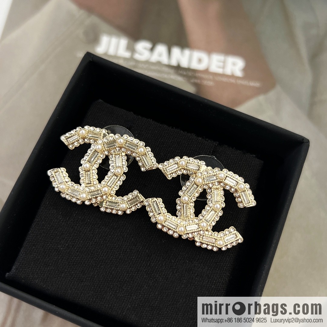 New ☑️ Chanel c1 double c full diamond stud earrings