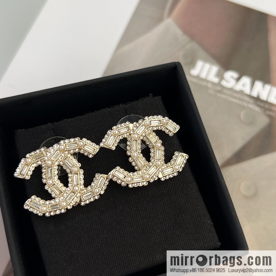 New ☑️ Chanel c1 double c full diamond stud earrings