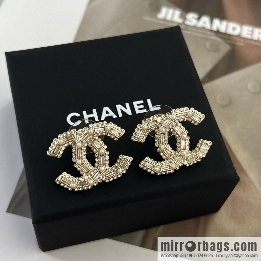 New ☑️ Chanel c1 double c full diamond stud earrings