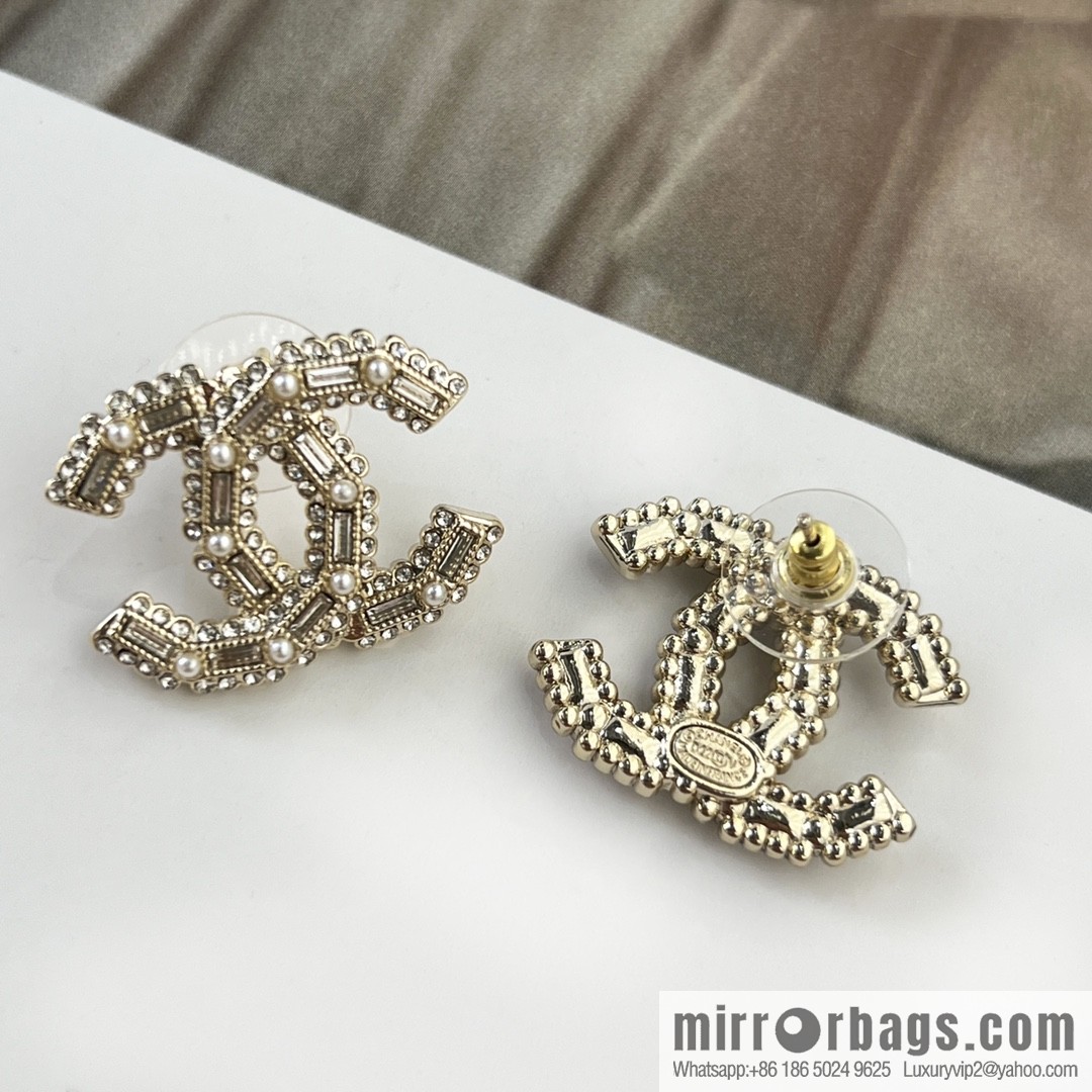 New ☑️ Chanel c1 double c full diamond stud earrings