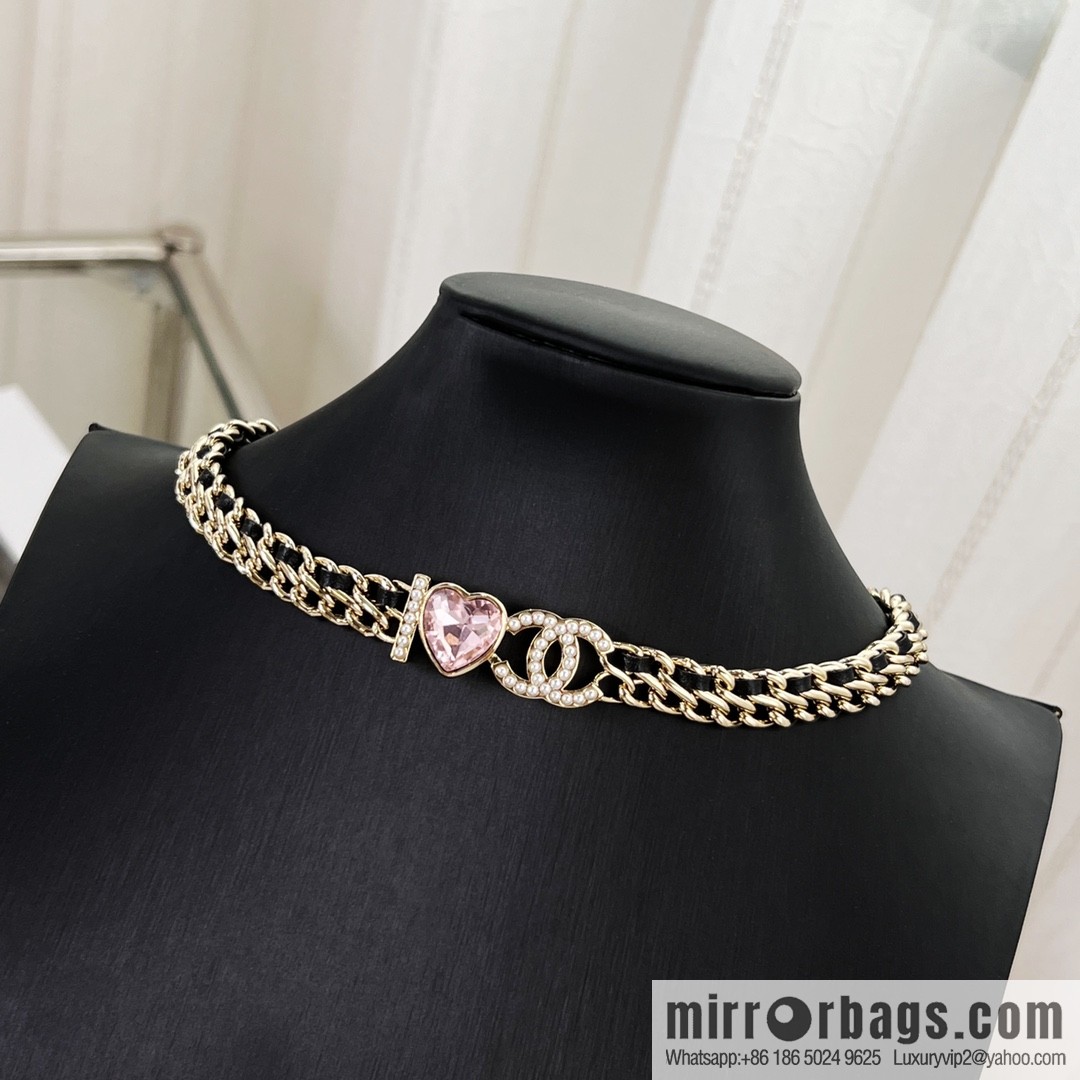 New ☑️ Chanel double c love black leather rope necklace