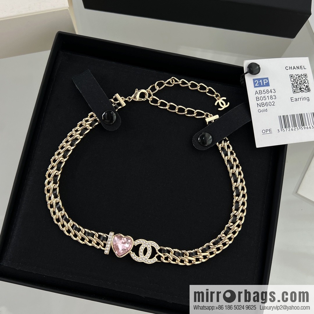 New ☑️ Chanel double c love black leather rope necklace