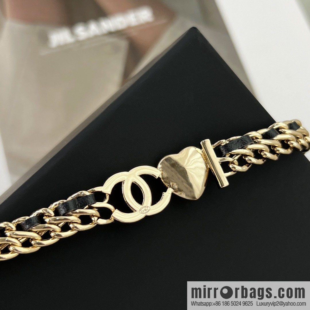New ☑️ Chanel double c love black leather rope necklace