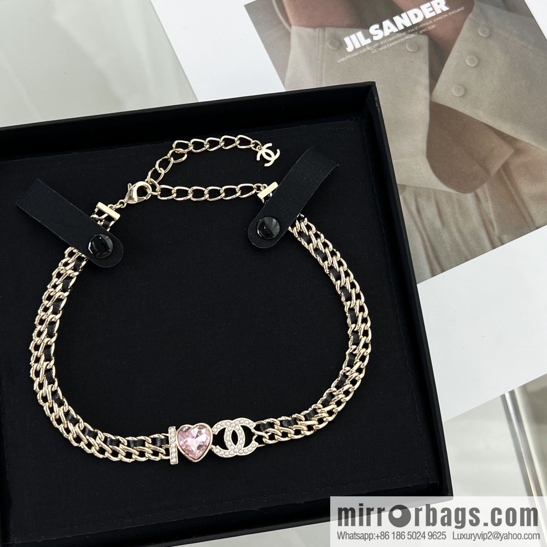 New ☑️ Chanel double c love black leather rope necklace