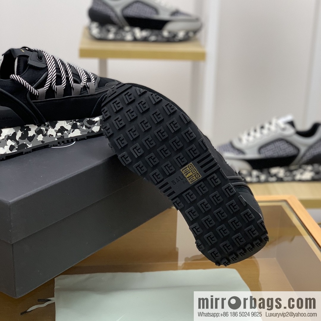 BALMA Balmain, made of calfskin polyester waterproof fabric, turned fur material, men's mecha style Casual Shoes