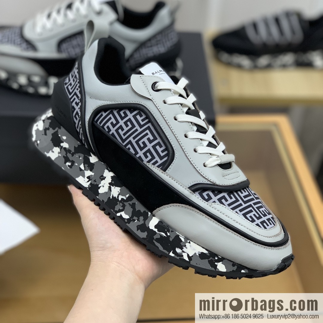 BALMA Balmain, made of calfskin polyester waterproof fabric, turned fur material, men's mecha style Casual Shoes