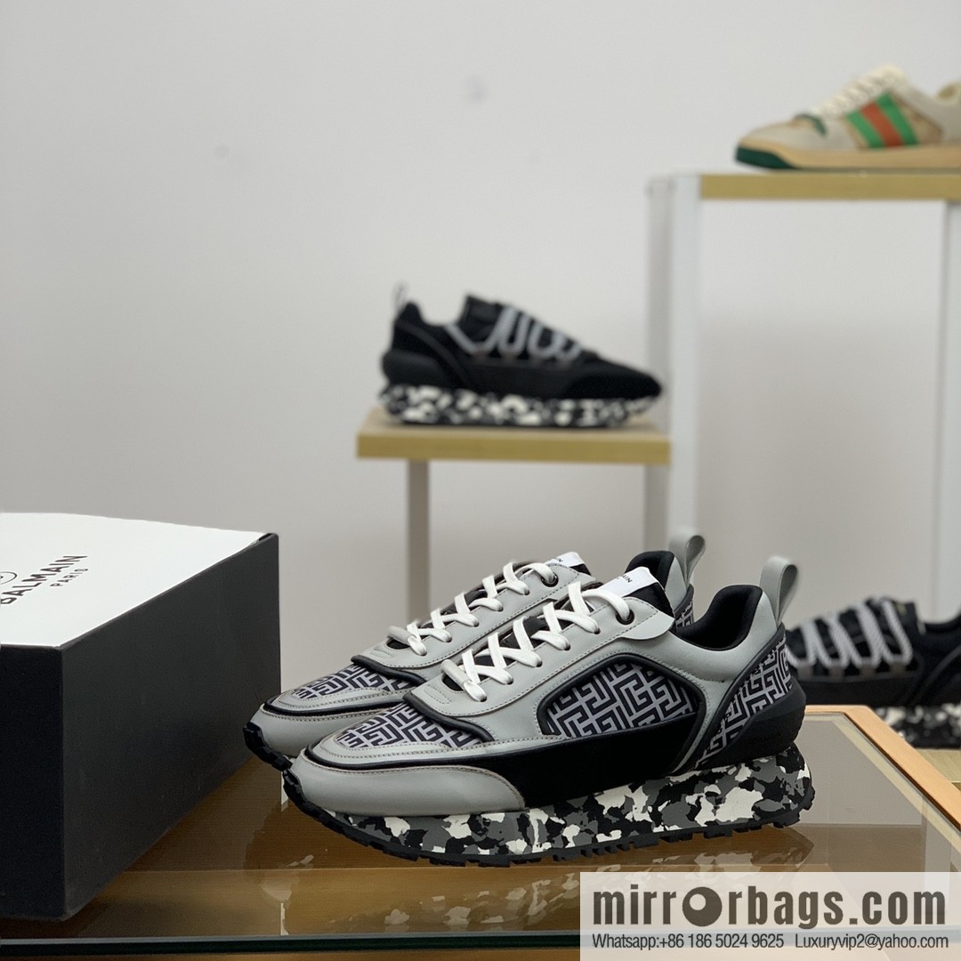BALMA Balmain, made of calfskin polyester waterproof fabric, turned fur material, men's mecha style Casual Shoes