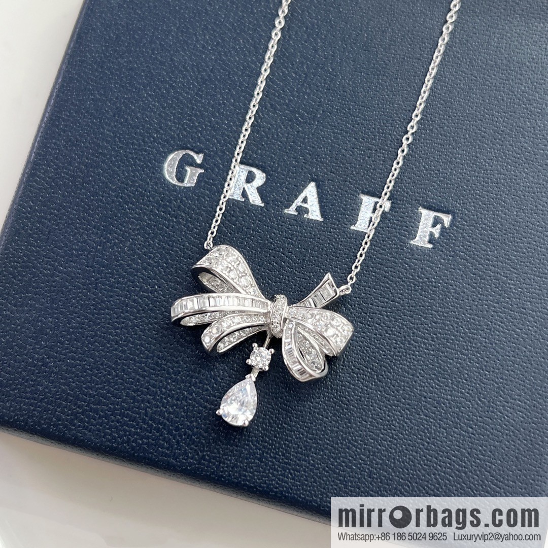 GRAFF full diamond droplet bow stud earrings necklace ring