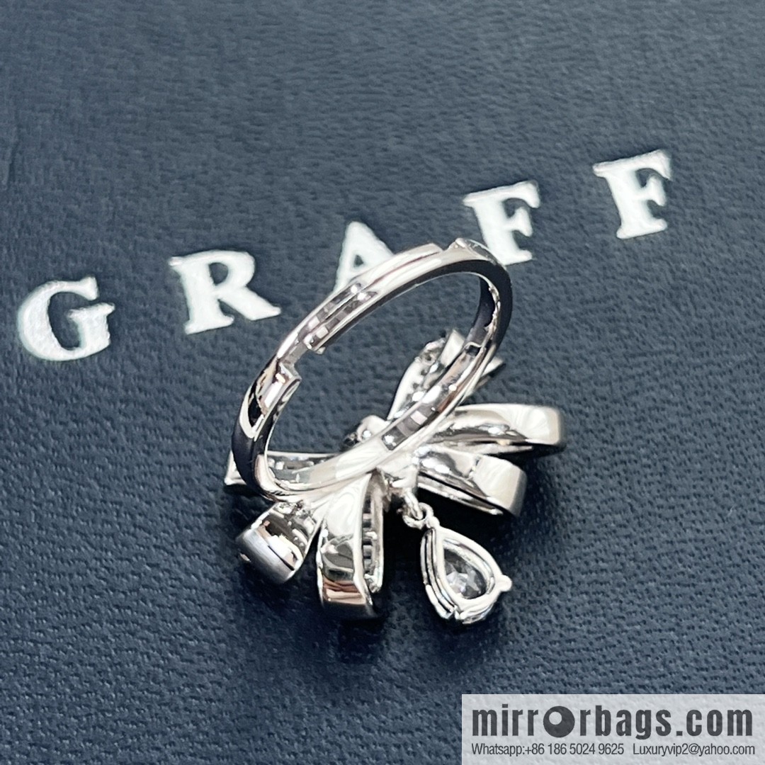 GRAFF full diamond droplet bow stud earrings necklace ring