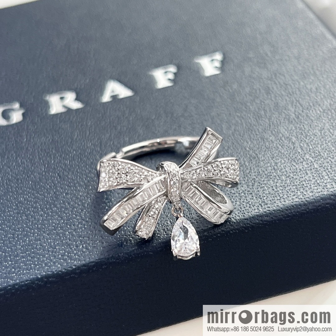 GRAFF full diamond droplet bow stud earrings necklace ring