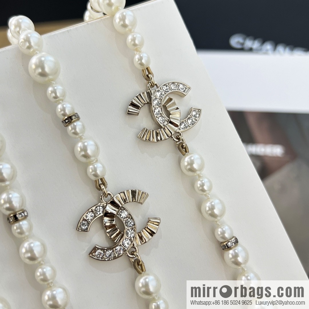 New ☑️ Chanel double c pearl necklace sweater chain