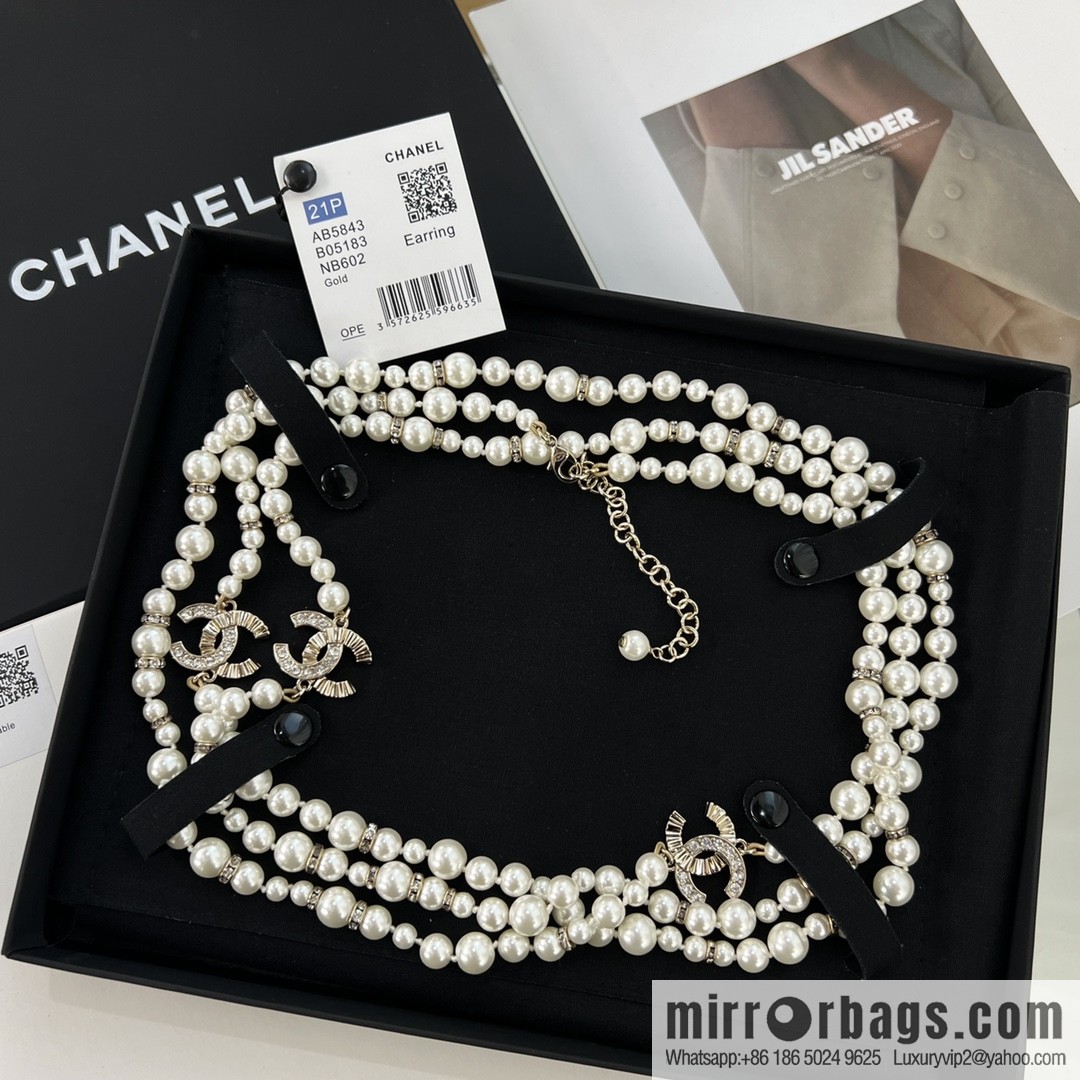 New ☑️ Chanel double c pearl necklace sweater chain