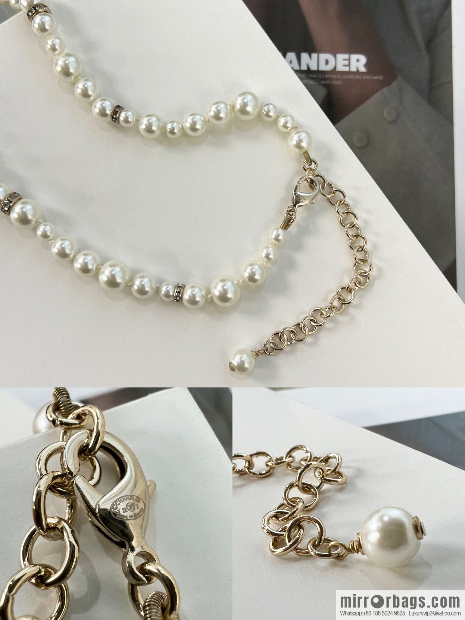New ☑️ Chanel double c pearl necklace sweater chain