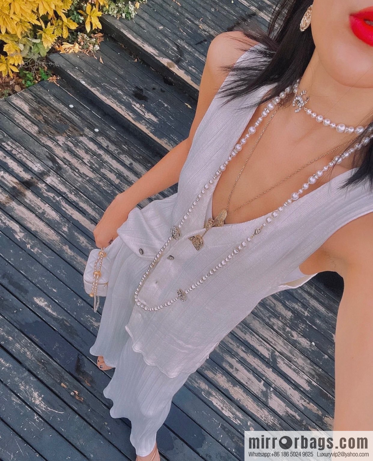 New ☑️ Chanel double c pearl necklace sweater chain