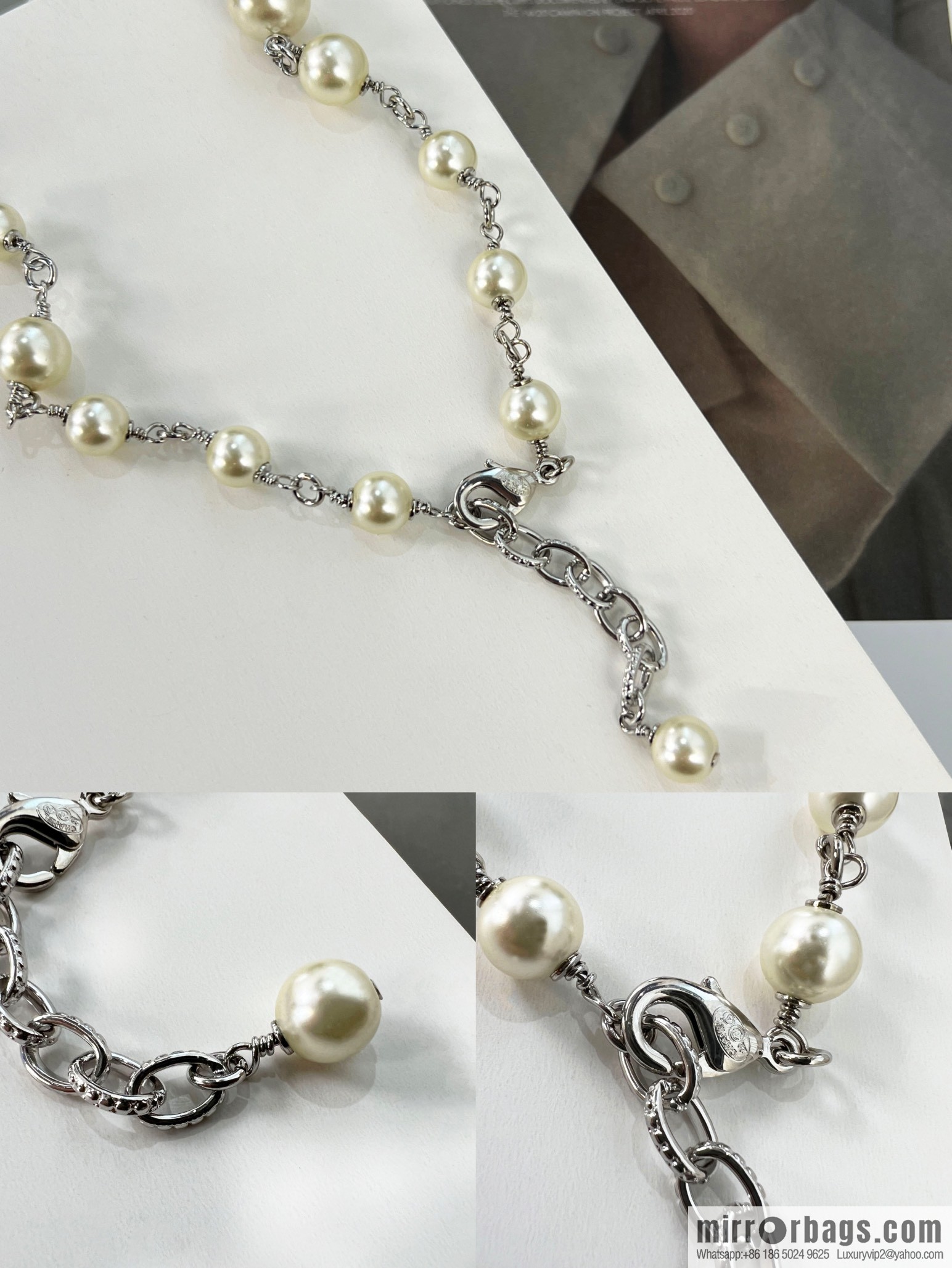 New ☑️ Chanel double c pearl necklace sweater chain