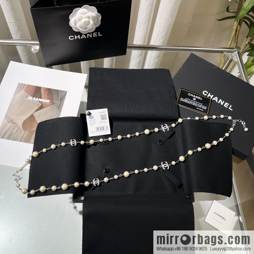 New ☑️ Chanel double c pearl necklace sweater chain
