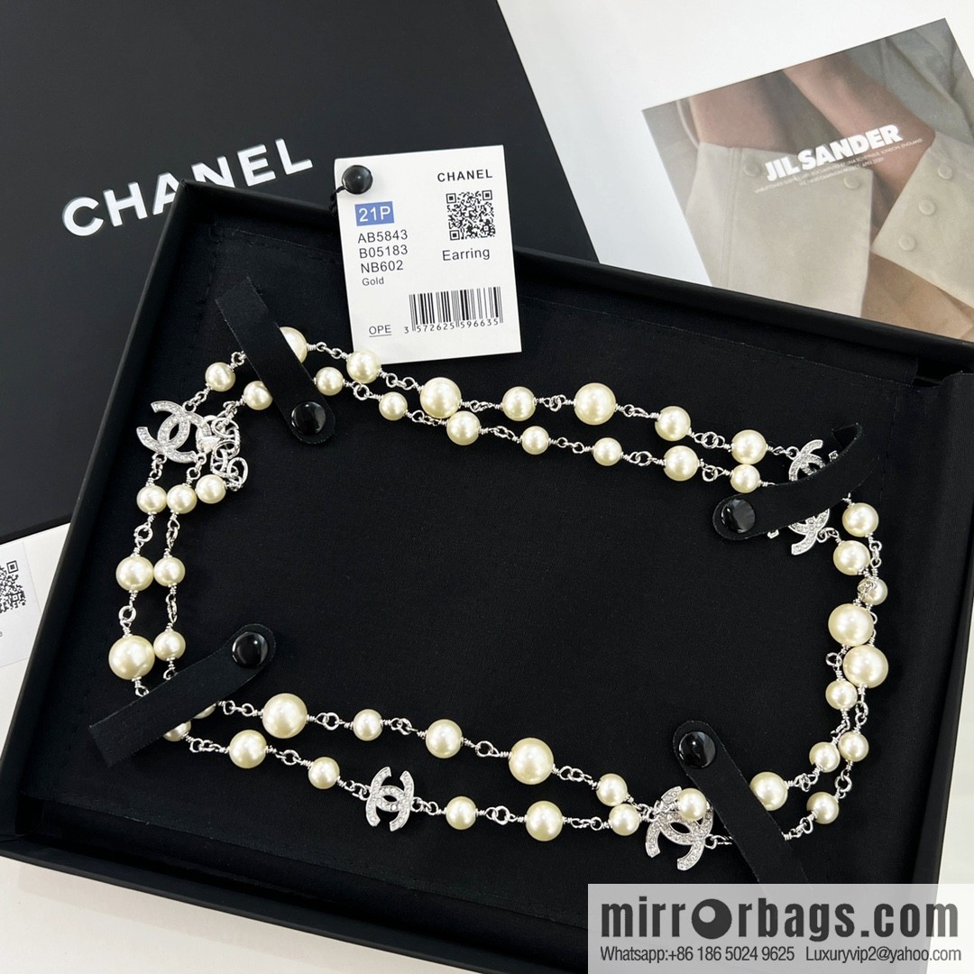 New ☑️ Chanel double c pearl necklace sweater chain
