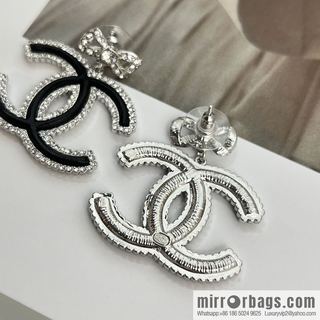 New ☑️ Chanel c2 double c bow stud earrings