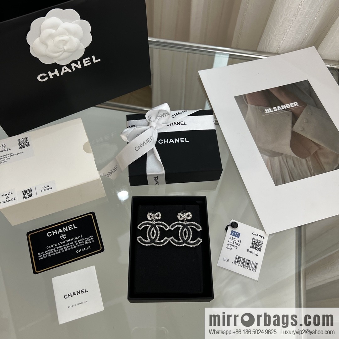 New ☑️ Chanel c2 double c bow stud earrings
