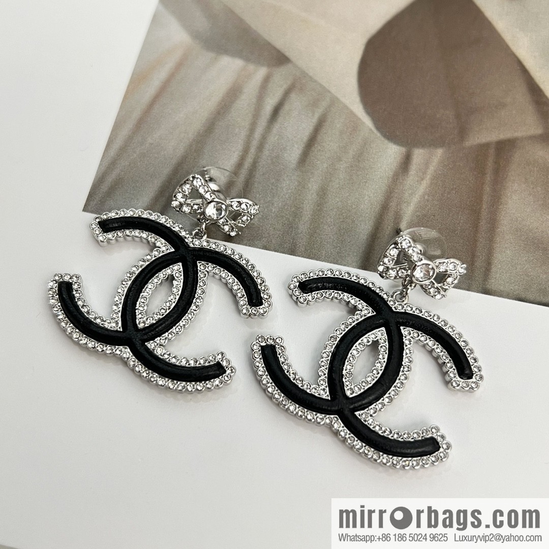 New ☑️ Chanel c2 double c bow stud earrings