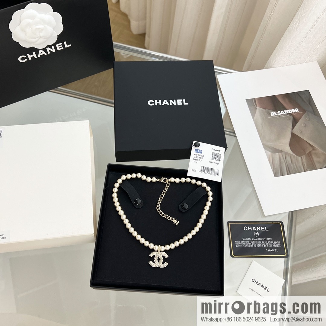 New ☑️ Chanel 100th Anniversary Full Diamond Pearl Necklace