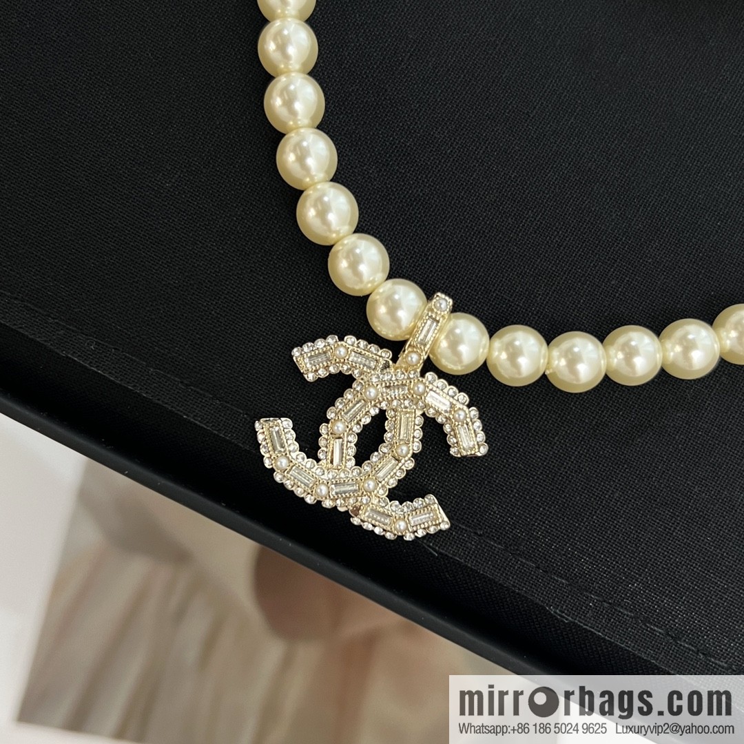 New ☑️ Chanel 100th Anniversary Full Diamond Pearl Necklace
