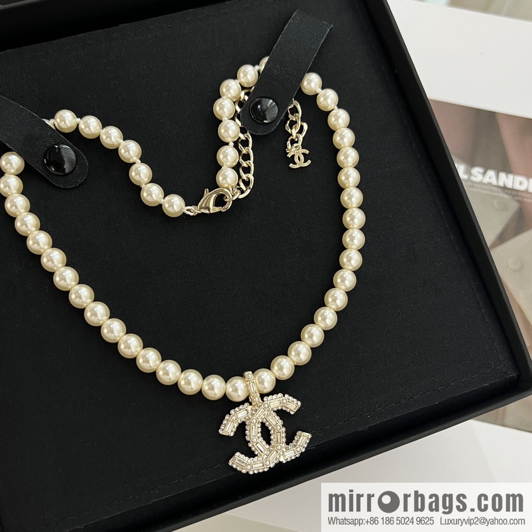 New ☑️ Chanel 100th Anniversary Full Diamond Pearl Necklace