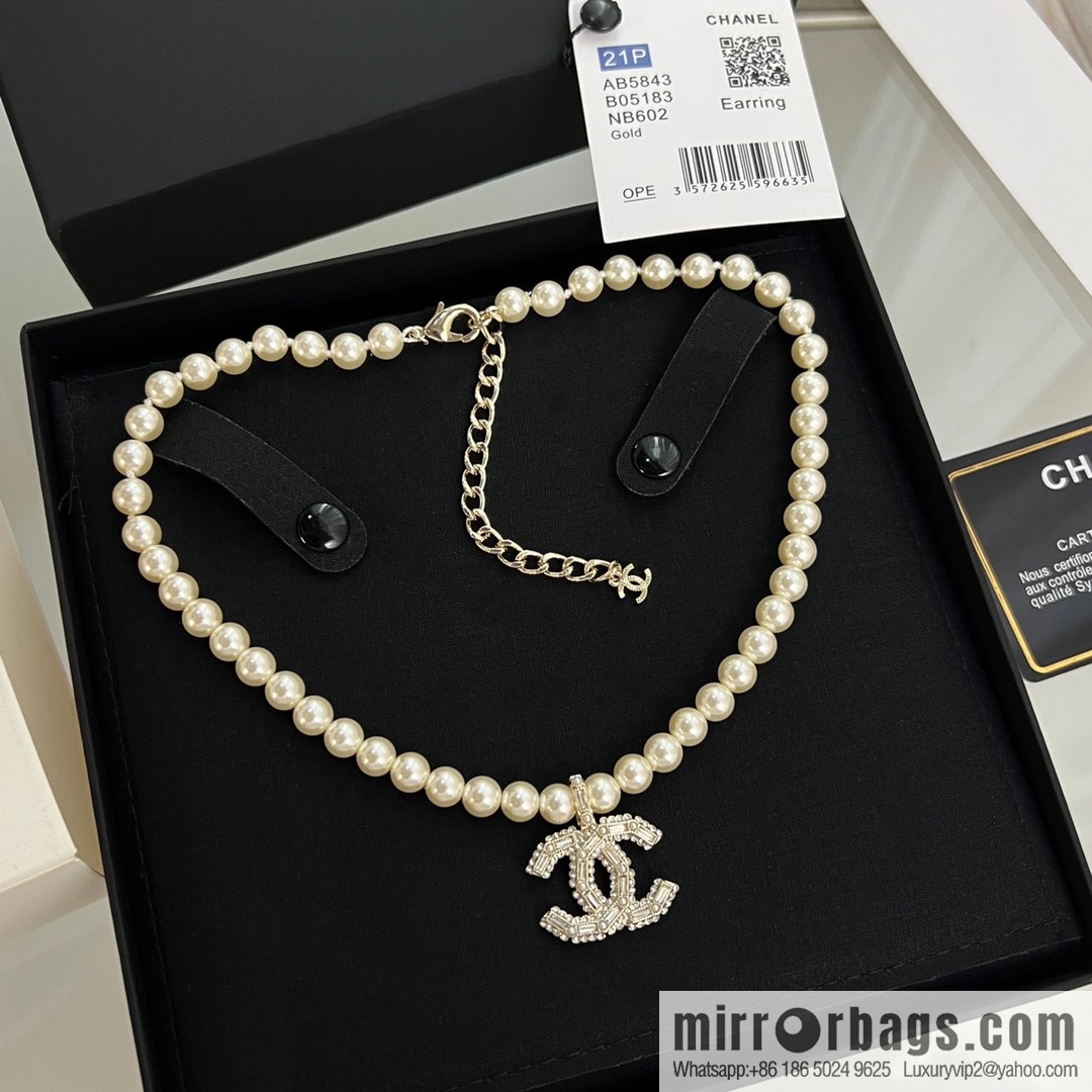 New ☑️ Chanel 100th Anniversary Full Diamond Pearl Necklace
