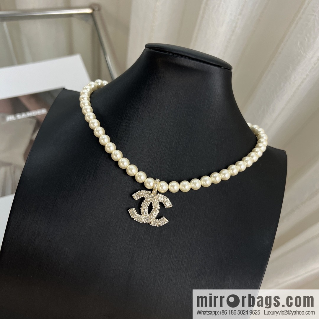 New ☑️ Chanel 100th Anniversary Full Diamond Pearl Necklace