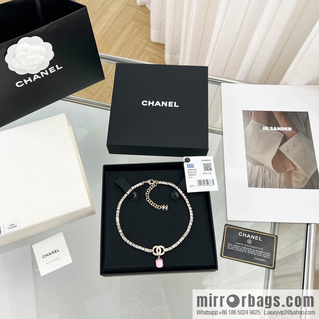 New ☑️ Chanel double c pink gemstone full diamond necklace