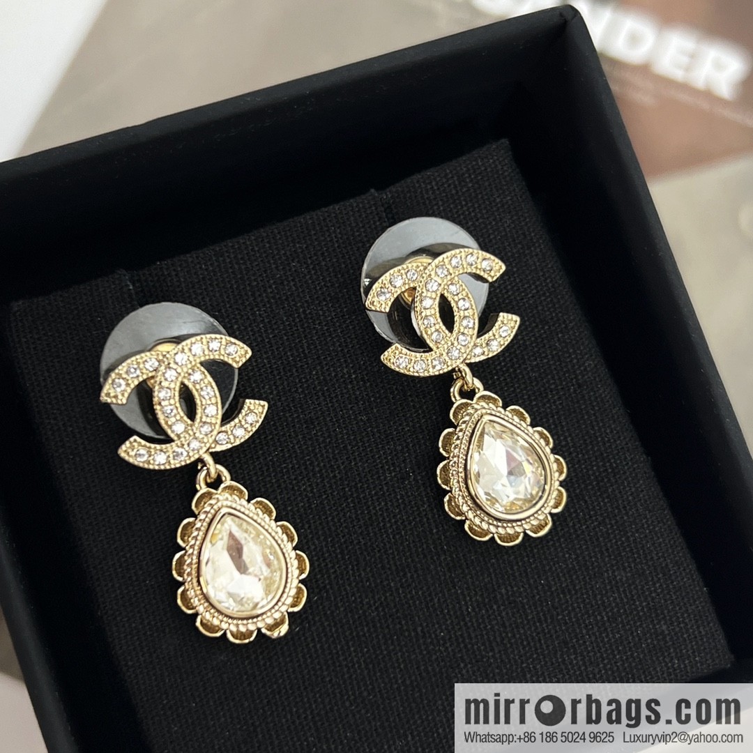 New ☑️ Chanel double c water drop stud earrings