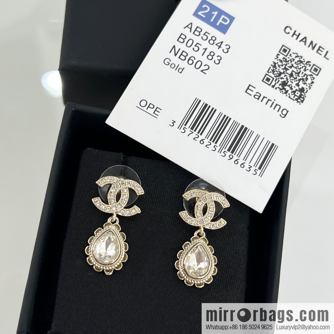 New ☑️ Chanel double c water drop stud earrings