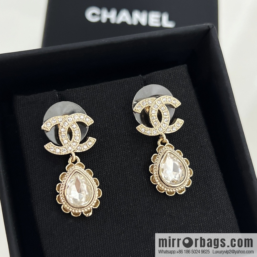 New ☑️ Chanel double c water drop stud earrings