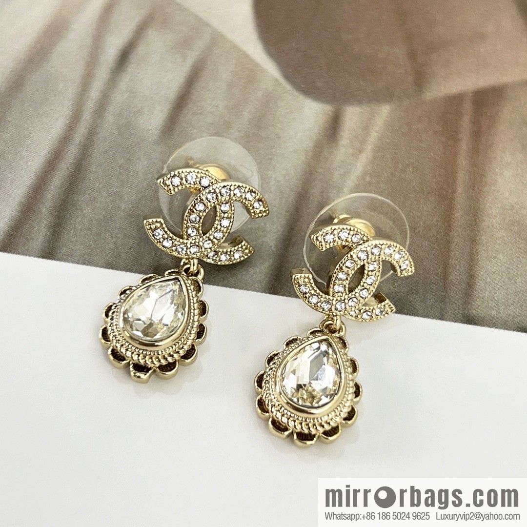 New ☑️ Chanel double c water drop stud earrings