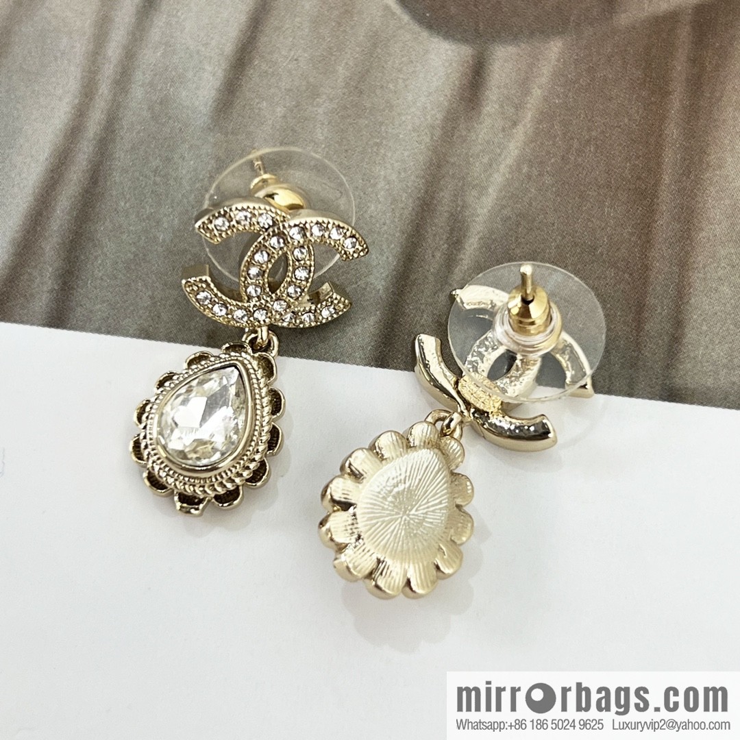 New ☑️ Chanel double c water drop stud earrings