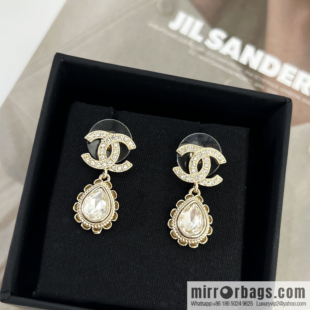 New ☑️ Chanel double c water drop stud earrings