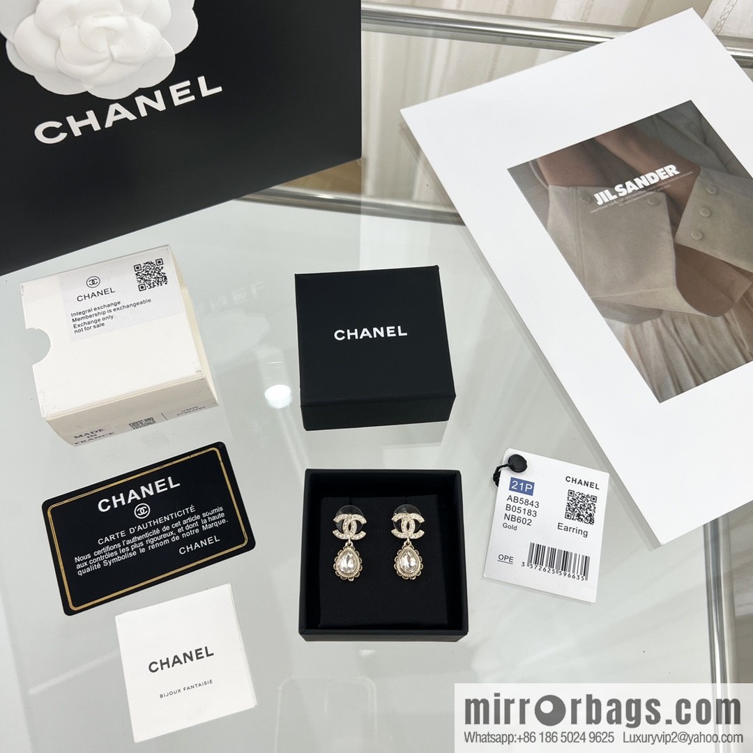 New ☑️ Chanel double c water drop stud earrings