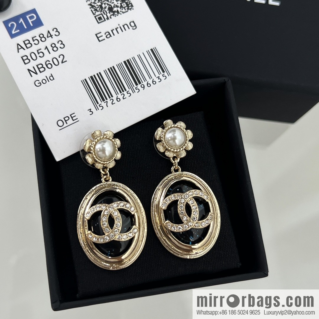New ☑️ Chanel double c black water drop stud earrings