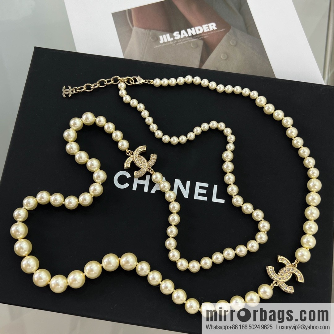 New ☑️ Chanel double c pearl sweater chain necklace
