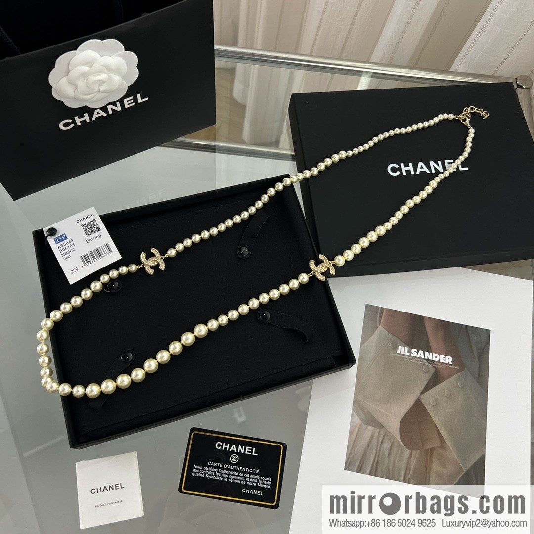 New ☑️ Chanel double c pearl sweater chain necklace