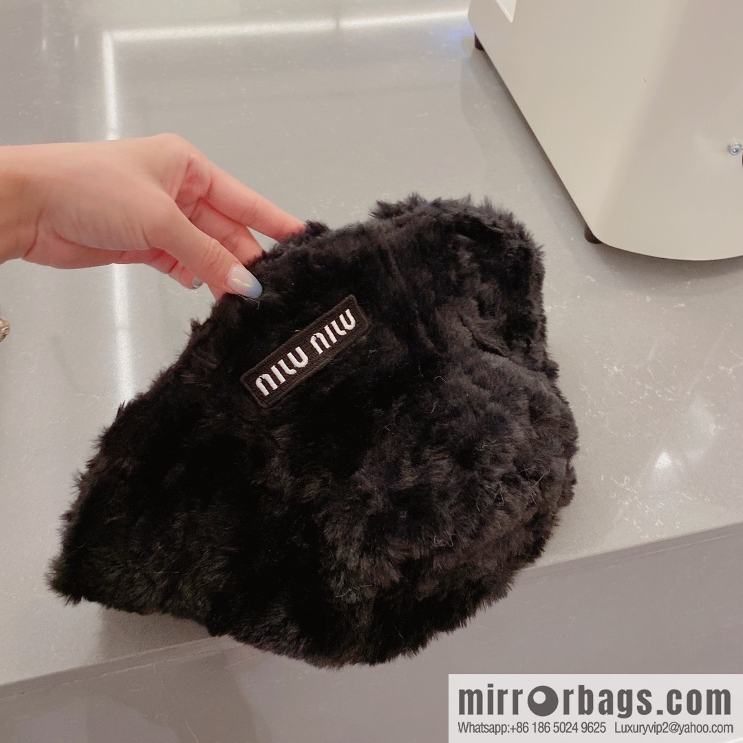 Miumiu 2022 autumn and winter new rabbit fur bucket hat