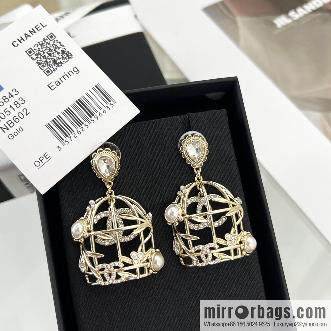 New ☑️ Chanel double c birdcage stud earrings