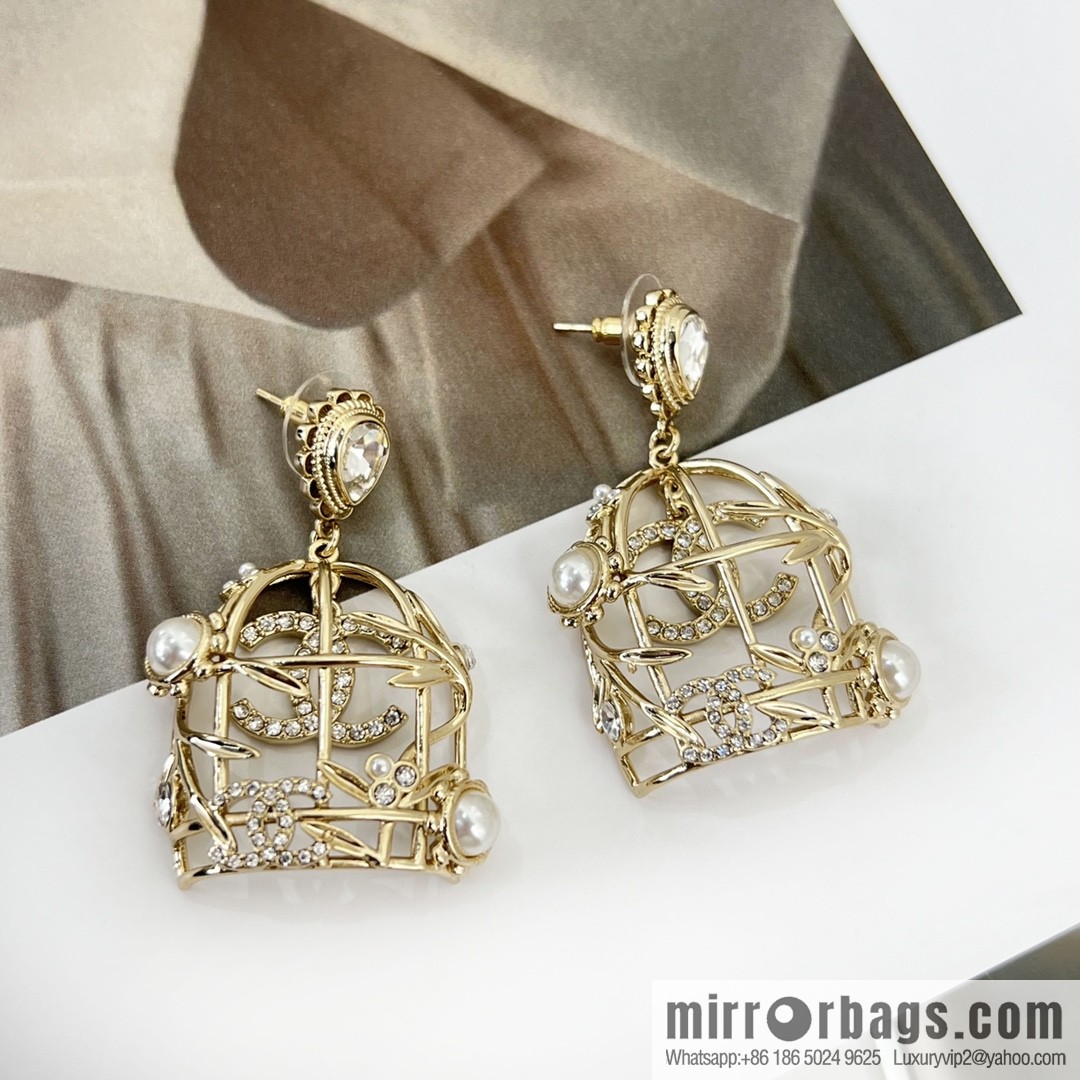 New ☑️ Chanel double c birdcage stud earrings