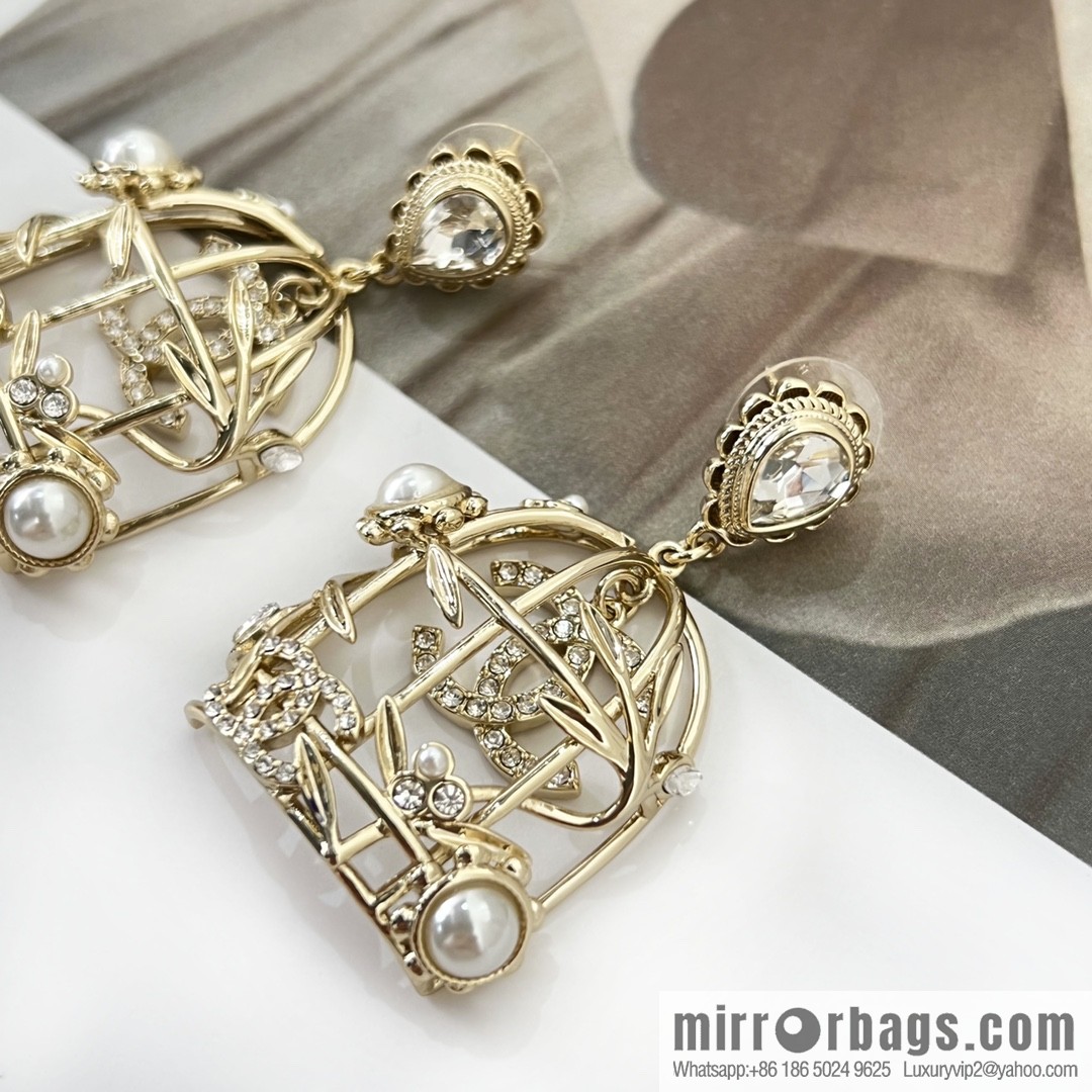 New ☑️ Chanel double c birdcage stud earrings