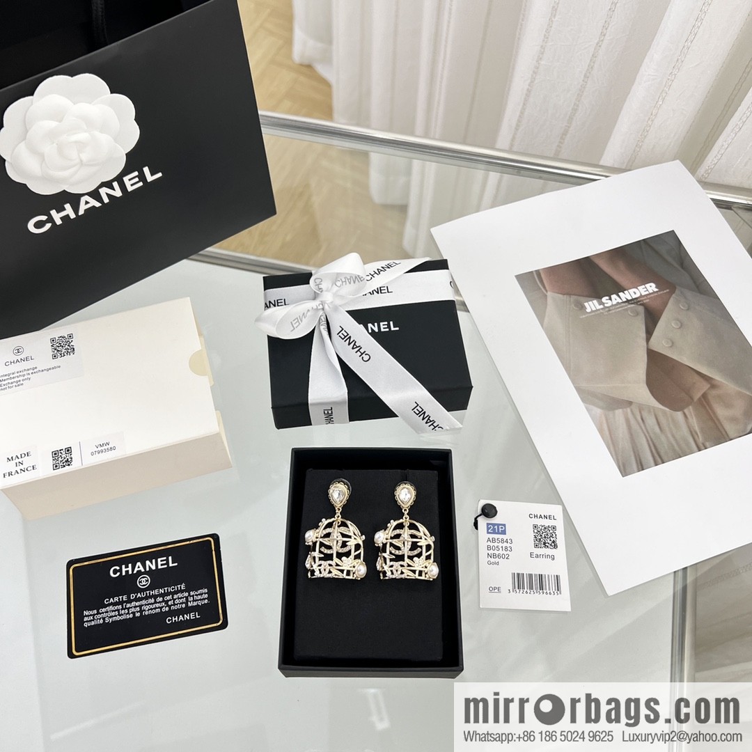 New ☑️ Chanel double c birdcage stud earrings